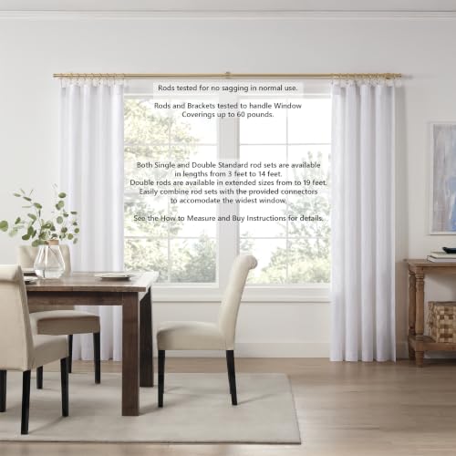 MODE Cambria Brushed Gold Luxury Curtain Rod - 7 ft, Fixed Length