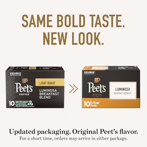 Peet's Coffee Pods Luminosa Breakfast Blend Light Roast - 6 Pack of 10 K-Cups (Total 60 Pods)