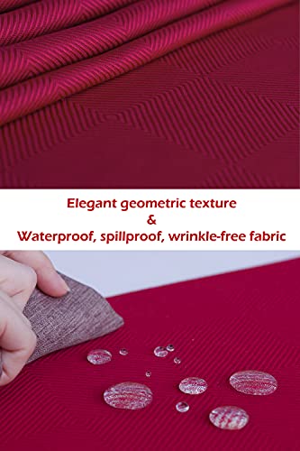 Akutana Cranberry Red 14x144 Inch Waterproof Geometric Table Runner for Dining & Nightstands