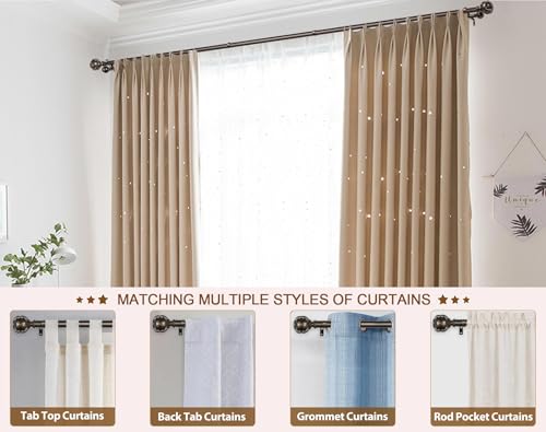 KAMANINA Double Curtain Rods for Windows 72 to 144 Inch, Adjustable,
