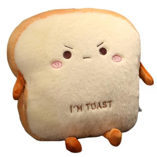 Sliced Bread Plush Pillow,Funny Toast Bread Stuffed Pillow,Adorable Expression Food Plush Nap Pillow with Hand Pocket Seat Cushion Great Gift Choice for Kids Adults (13.7 * 15.7)