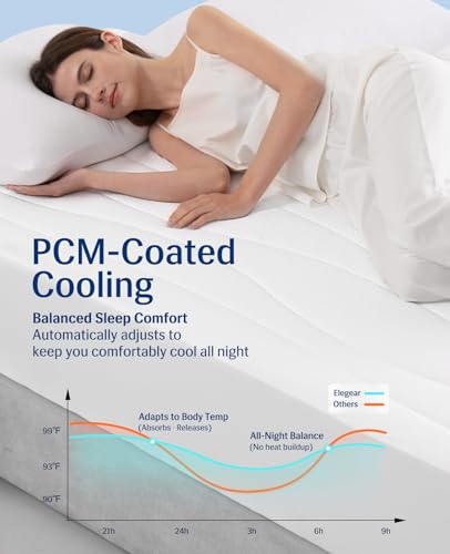 Elegear Cooling Mattress Pad Queen with Arc-Chill 3.0, White - Hot Sleeper Relief