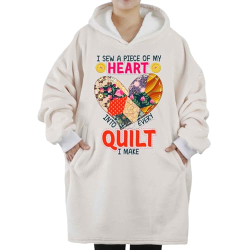 Huglanket Wearable Blanket Hoodie for Adults Oversized with Pockets - Quilting Gift