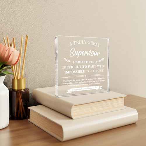 Supervisor Gifts, Supervisor Appreciation Gifts, Thank You Gifts for Supervisors on Boss Day, Birthday and Christmas Gift, Decoration Square Acrylic Sign Gift¡¦