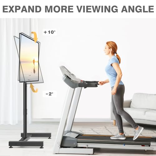 TVON Black Floor TV Stand for 13-50 inch Flat & Curved Screens, 44 lbs Capacity, Adjustable Height & VESA Mount