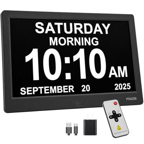 11.5-Inch Digital Dementia Clock with Large Display - Black Variation
