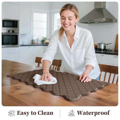 Arenarug 2-Piece Brown Scalloped Kitchen Floor Mats, 17.3x30+17.3x47 inches