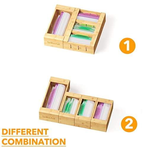 SpaceAid Bag Storage Organizer for Kitchen Drawer, Bamboo Organizer,