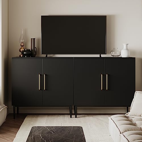 REHOOPEX Black Flat Panel Storage Cabinet with Doors - 1 Piece