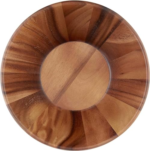 Large Acacia Round Flair Serving Bowl - 12 Inch Kitchen & Home Decor