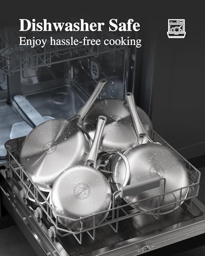 12-Inch Stainless Steel Frying Pan with Lid - Tri-Ply Cookware
