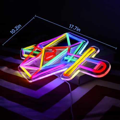 Dimmable Dice Neon Sign for Gaming Room Decor - USB Powered, 16.5x10.6 inches