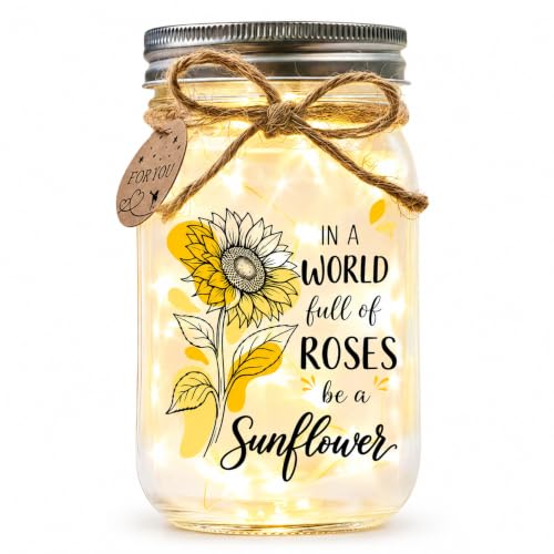Sunflower Gifts for Women, Birthday Mason Jar Night Light