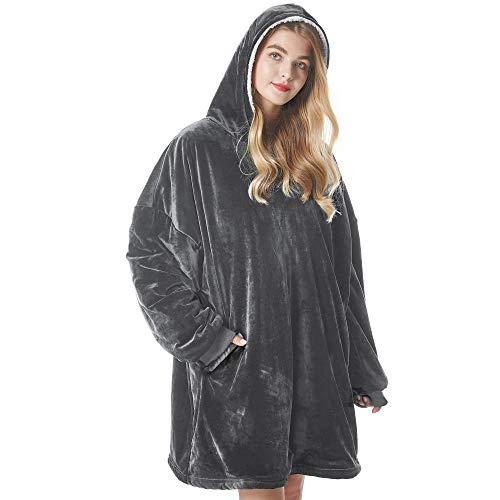 Felicigeely Dark Grey 35in Blanket Hoodie Wearable Blanket Sweatshirt for Women
