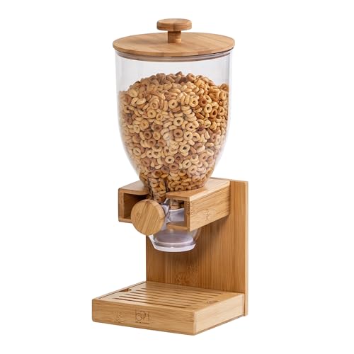 ZevrO 2.2 Cup Dry Food & Cereal Dispenser, BPA-Free Plastic & Bamboo, Brown