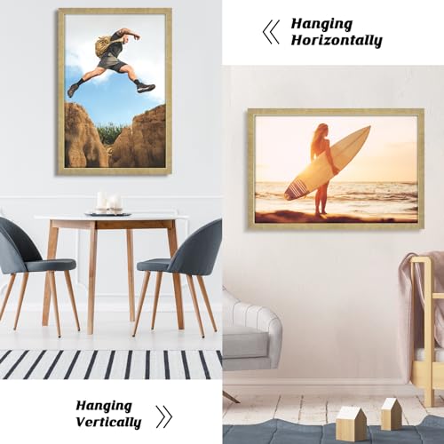 HLiWEGNS Matte Gold 24x36 Poster Frame for Wall Gallery Display, Plexiglass, Single