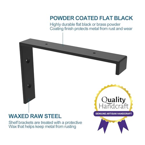 12 Inch Heavy Duty Floating Shelf Brackets Pack of 16 - Industrial Metal Iron Matte Black