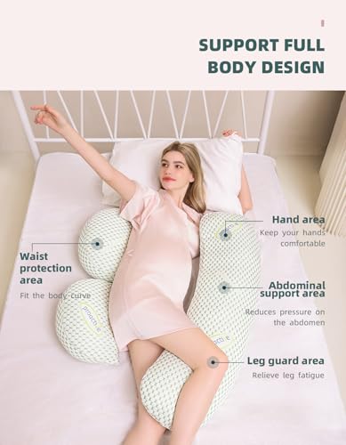 Pregnancy Body Pillow with Detachable Cover, Support for Back Belly Hips Legs