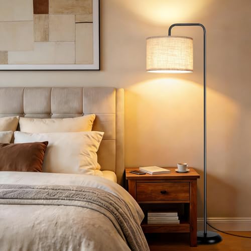 Floor Lamp with 3 CCT Bulb - Black Standing Lamp for Living Room - Variation: Black / 3 Color