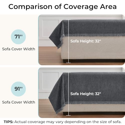 CAPALOCA X-Large Dark Gray Sectional Couch Cover for L-Shaped Sofas Washable & Soft