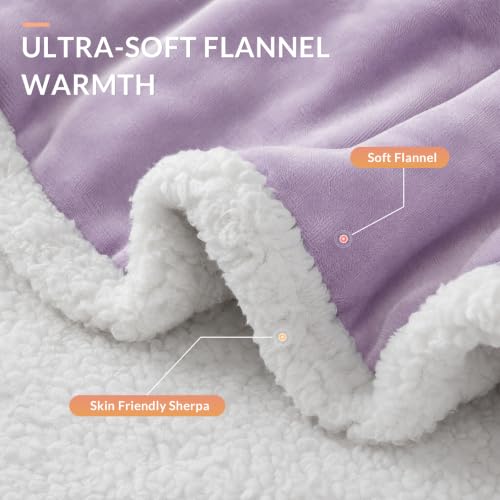 Wearable Heated Blanket with Foot Pocket & Sleeves - Purple 52 x 72 inches