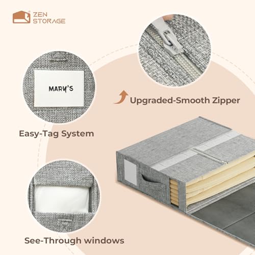 Grey 6 Pack Linen Closet Sheet Organizers - Durable 1200D Fabric Storage Bins