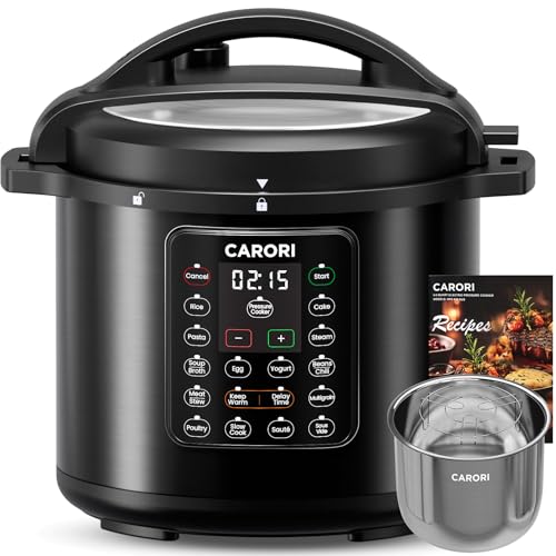 CARORI 8 Qt 1200W 12-in-1 Electric Pressure Cooker Stainless Steel Black