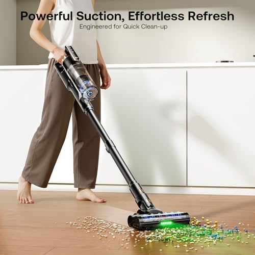 Cordless Self-Standing Vacuum Cleaner - Lightweight Stick Cleaner with 50-Minute Runtime & Powerful Suction - Black