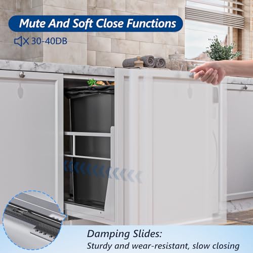 Insputer Silver 8 Gallon Pull-Out Under Cabinet Trash Can with Soft-Close Slides