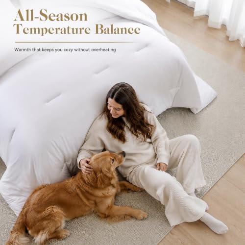 King Size Cloud-Like Fluffy Comforter Set - Solid White, 3 Pieces