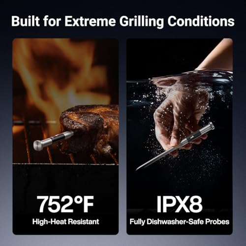 ThermoMaven 3000FT Smart Wireless Meat Thermometer, Sub-1G Long Range, 6 Sensors NIST Certified Accuracy, 2 Thin Probes, Standalone Base with Large LCD for Grill, Smoker, Oven, BBQ