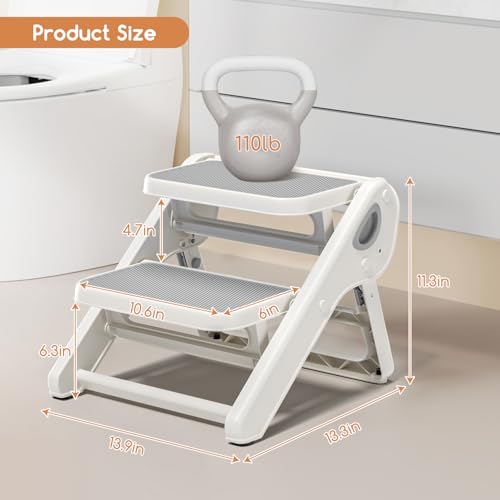 MoreFeel Gray Foldable Toddler Step Stool for Potty Training & Bathroom Sink