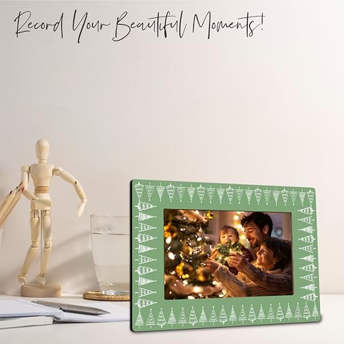 Christmas Photo Frame Fits The 4x6 Inches Picture - Christmas Wooden Frame Decoration For Home Office Party - Merry Christmas Tree Decorative Keepsake - Holiday Picture Frame For Gifting(Green) - A06