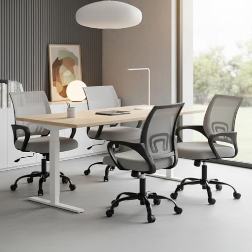 OLIXIS Grey Ergonomic Office Mesh Chair with Lumbar Support & Adjustable Height