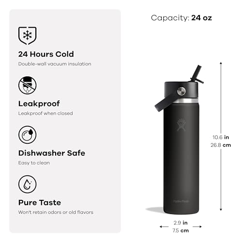 Hydro Flask 24 Oz Insulated Water Bottle with Wide Straw Lid - Harbor Blue
