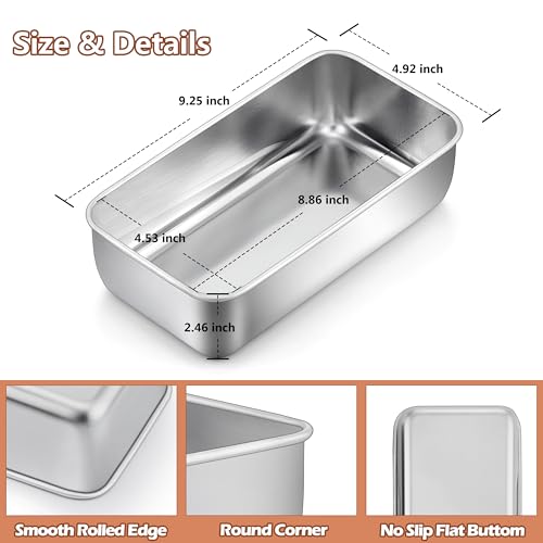 LIANYU 8-Pack Stainless Steel Bread Loaf Pans 9x5 Inch for Baking, Silver, Medium