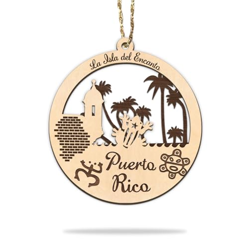BEETHIS Pr 3 Layers Boricua Puerto Rico Ornament 2026 - Wood & Acrylic, 4in - Xmas Keepsake for Men Women