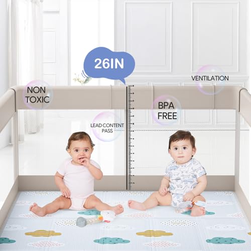 Fodoss Baby Playpen with Mat 71x59 Inch Extra Large Toddler Play Yard Safe & Stable