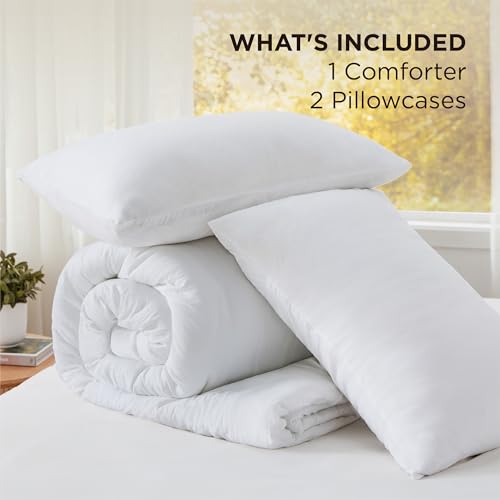 Bedsure King Comforter Set - Prewashed Soft White Bedding 3 Pieces 104x90 Variation 02