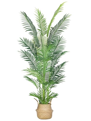 HAIHONG 6FT Artificial Areca Palm Tree Fake Indoor Exterior Decor with Adjustable Branches - 1 Pack
