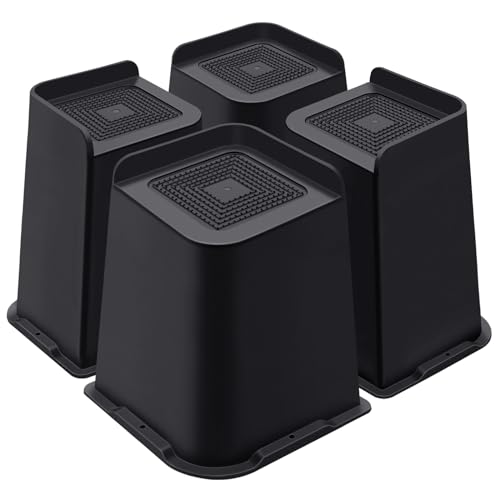 Heavy Duty Bed Risers 8 Inch Black - Supports Up to 5000 Lbs, 4 Pack