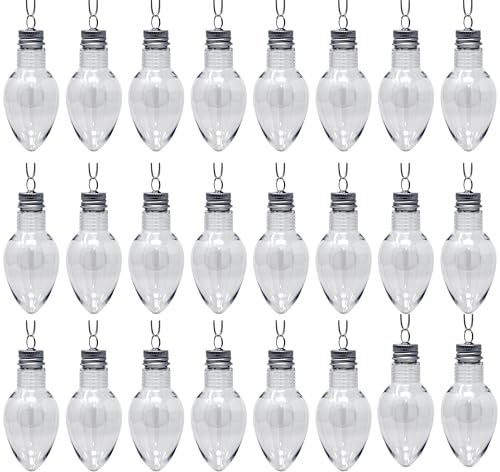 Clear Fillable Light Bulb Ornaments – Pack of 24
