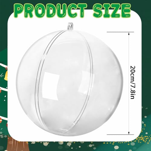 Haawooky 7.8 Inch Extra Large Clear Fillable Christmas Ornaments - 2 Pack