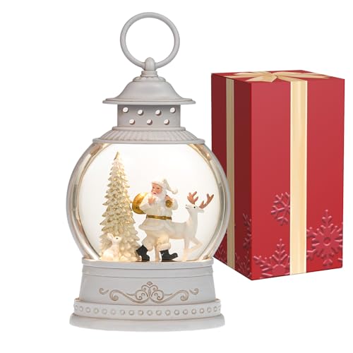 PestiLite Ty- Christmas Santa Deer Snow Globe with Music & Lights, 6H Timer, USB/Battery Operated - Festive Holiday Decor Gift