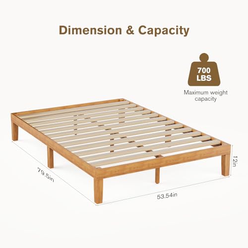Sweetcrispy 12 Inch Full Bed Frame Honey Oak - 3.5