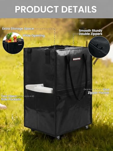 WORKPRO Large Rolling Grocery Bag, 36-Gallon Tote with 5 Wheels