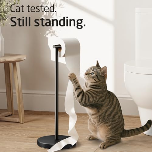 KES Freestanding Bathroom Toilet Paper Holder Matte Black 20.2" H, Rustproof Stainless Steel