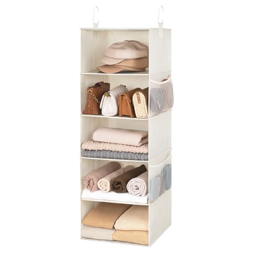 Ivory White 5-Shelf Hanging Closet Organizer for Small Closets - 48"H