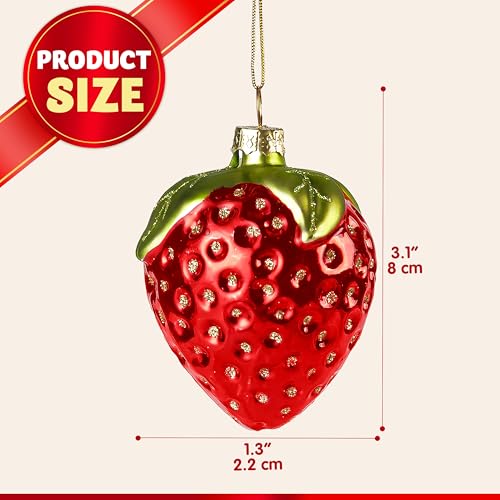 Joiedomi Strawberry Mini Christmas Ornament - Handblown Glass Fruit Decor