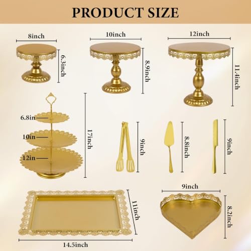 Gold Cake Stand Set - 12 Piece Dessert Display for Weddings & Parties